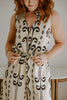 Sleeveless Button Down Printed Jumpsuit