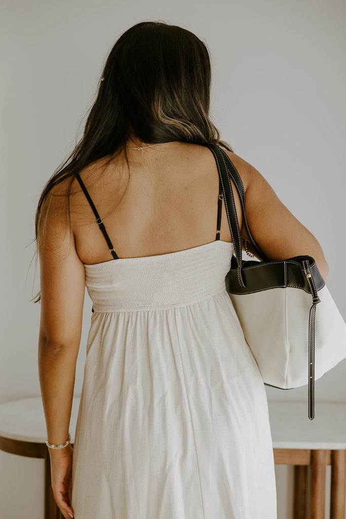 Contrast Trim Spaghetti Midi Dress