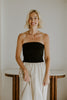 Strapless Mixed Material Midi Dress