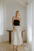 Strapless Mixed Material Midi Dress