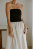 Strapless Mixed Material Midi Dress