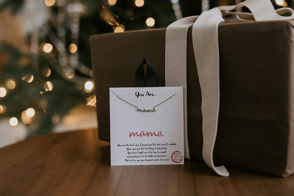 Mama Dainty Script Necklace - Silver