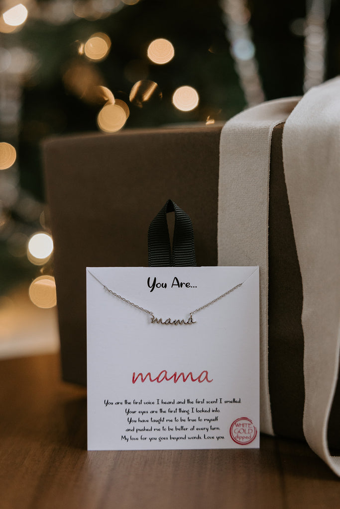 Mama Dainty Script Necklace - Silver