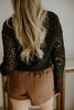 Crochet Cardigan Sweater - Black