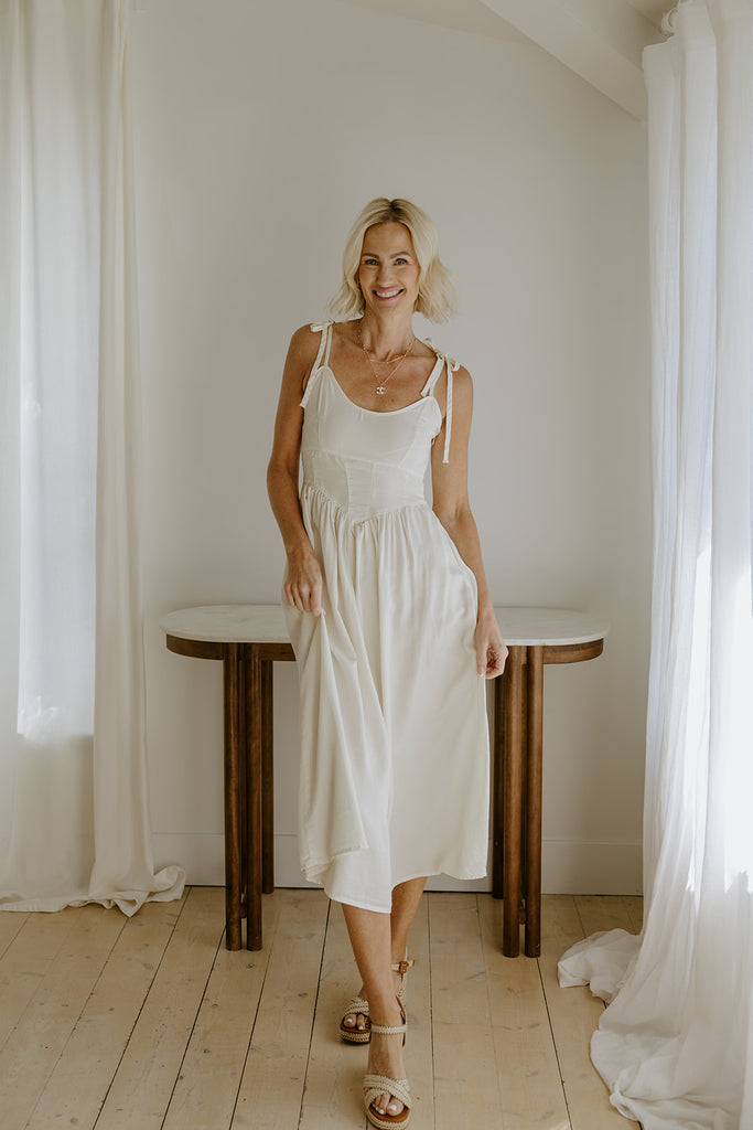 Corset Style Midi Dress - Natural