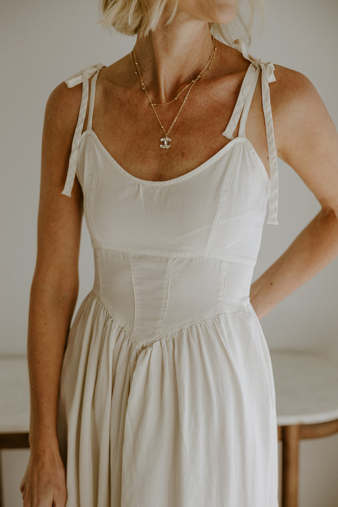 Corset Style Midi Dress - Natural