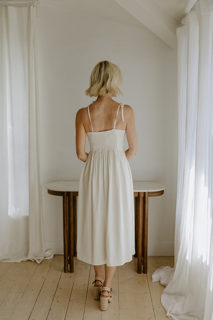 Corset Style Midi Dress - Natural