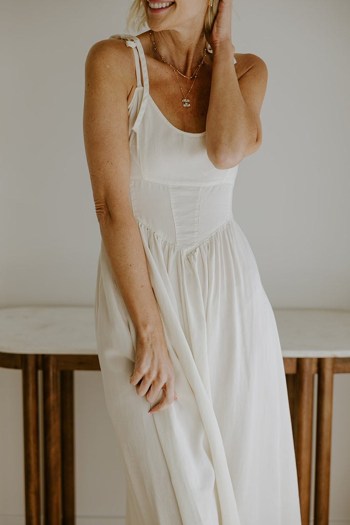 Corset Style Midi Dress - Natural