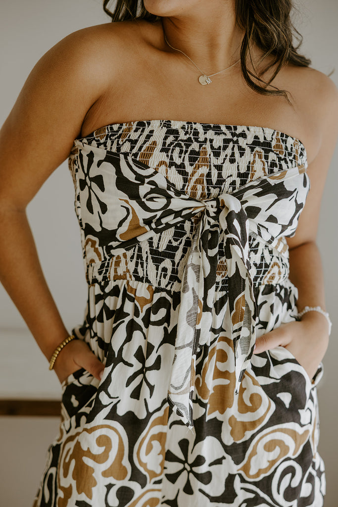 Strapless Printed Pant Suit - Neutral