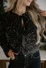 Sequin Bow Tie Front Shirt/Jacket - Black