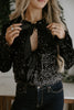 Sequin Bow Tie Front Shirt/Jacket - Black