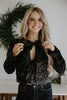 Sequin Bow Tie Front Shirt/Jacket - Black