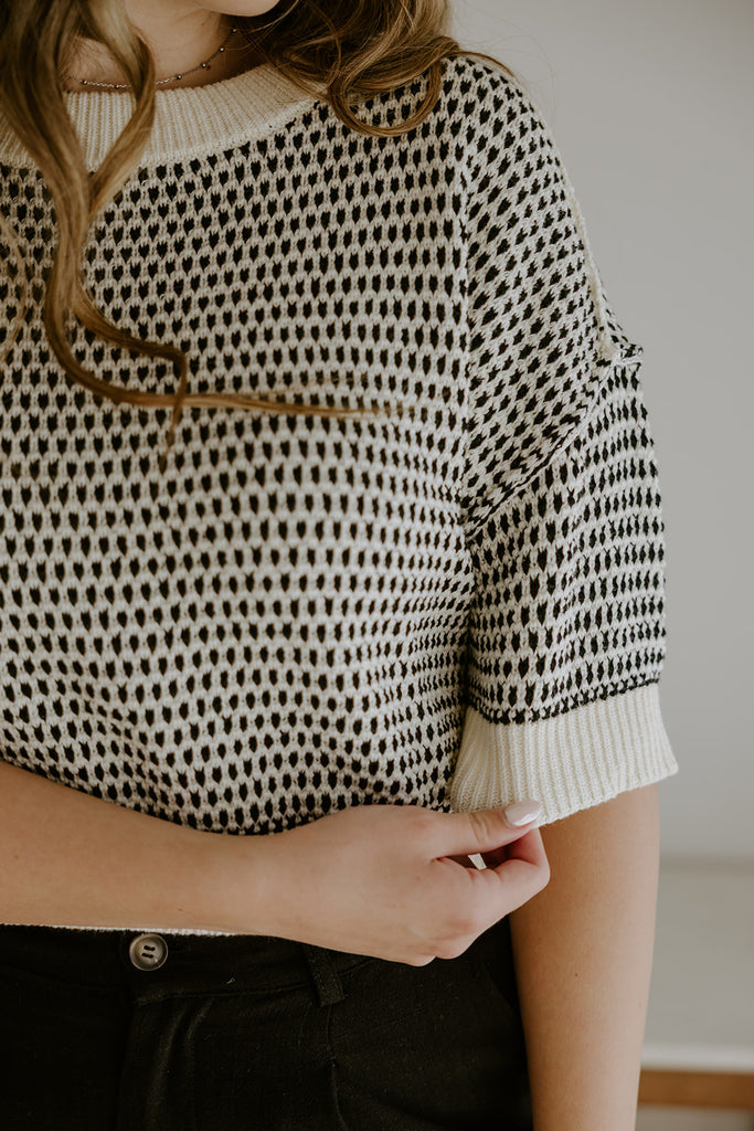 Black & White Contrast Stitch Sweater