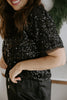 Sequin Tshirt Style Top - Black