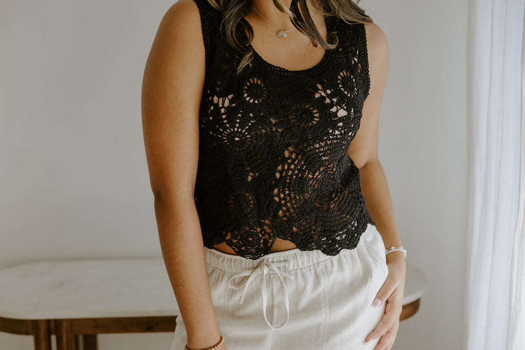 Crochet Vest - Black