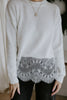 Lace Hem Sweater - White