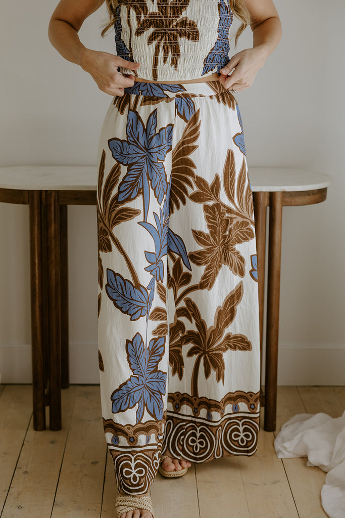 Printed Halter Top And Pant Set