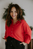 Lightweight Button Up Cardigan - Red