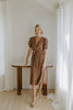 Button Up Polka Dot Midi - Brown