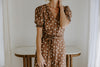 Button Up Polka Dot Midi - Brown
