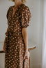 Button Up Polka Dot Midi - Brown
