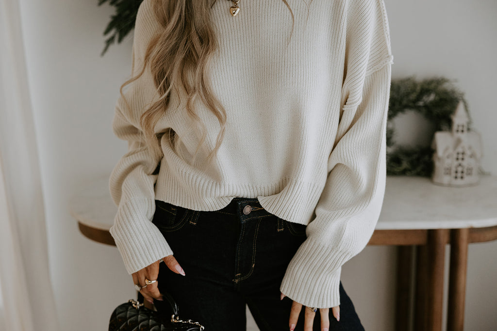 Exposed Seam Sweater - Cream