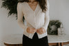 Lightweight Collared Button Knit Top - Cream