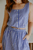 Striped Top And Skirt Set - Blue