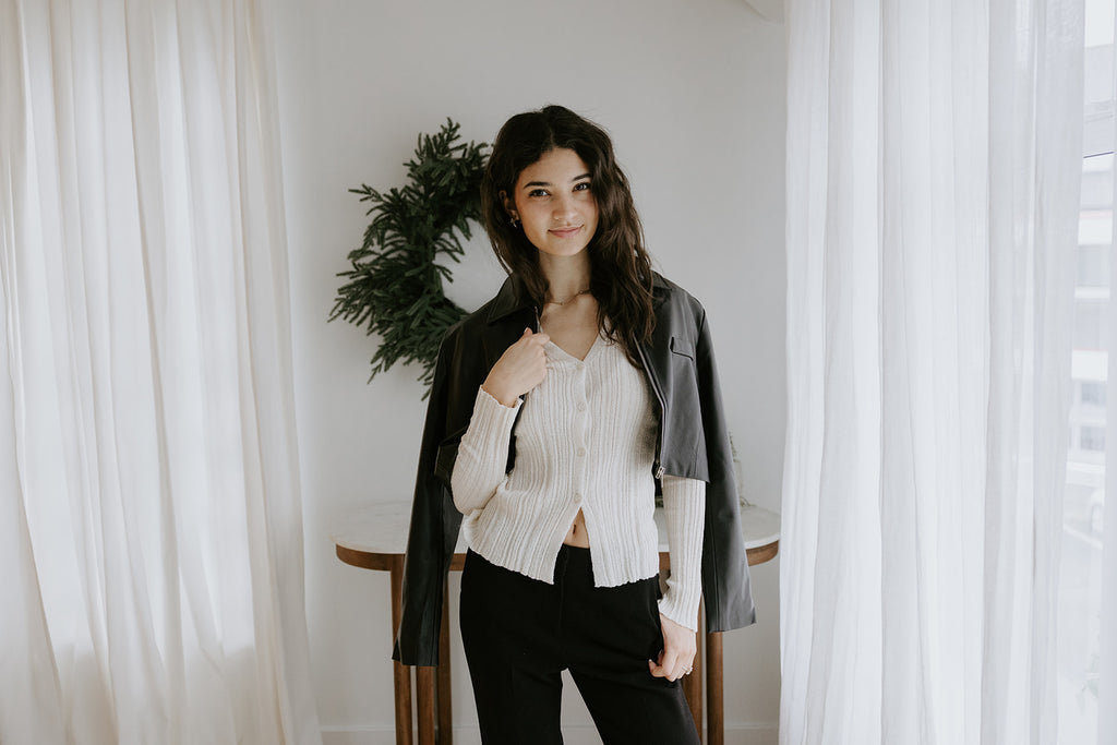 Zip Front Crop Faux Leather Jacket