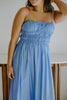 Lightweight Ruched Top Midi Dress - Blue
