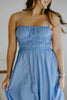 Lightweight Ruched Top Midi Dress - Blue