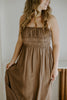 Lightweight Ruched Top Midi Dress - Mocha