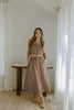 Striped Top And Skirt Set - Brown