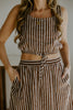 Striped Top And Skirt Set - Brown