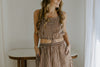 Striped Top And Skirt Set - Brown