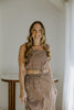 Striped Top And Skirt Set - Brown