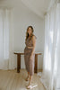 Striped Top And Skirt Set - Brown