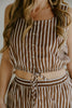 Striped Top And Skirt Set - Brown