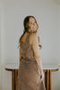 Striped Top And Skirt Set - Brown
