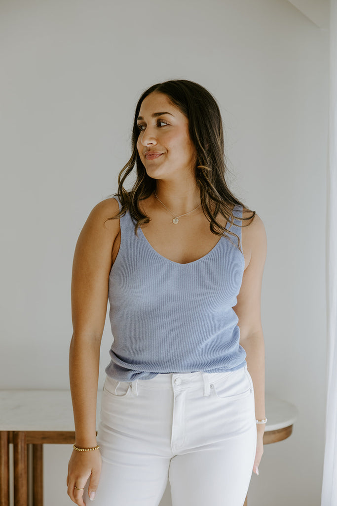 Lightweight Knit Tank - Blue