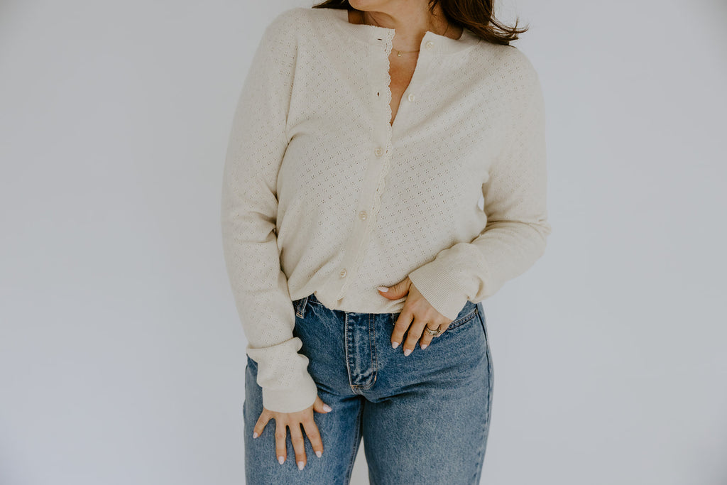 Pointelle Cardigan - Birch
