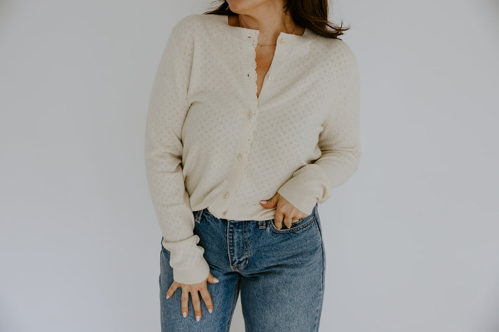 Pointelle Cardigan - Birch