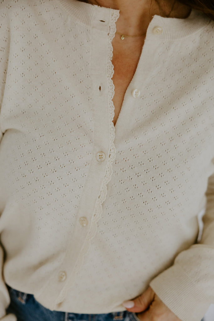 Pointelle Cardigan - Birch