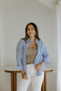 Blue Triple Stripe Button Down - Small