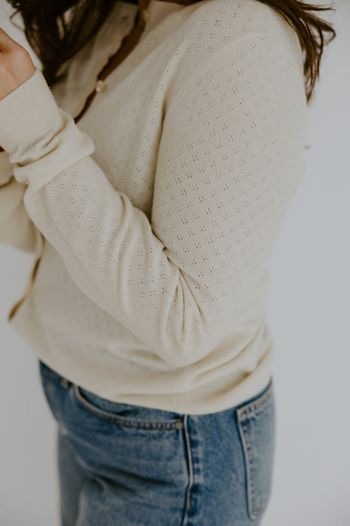 Pointelle Cardigan - Birch