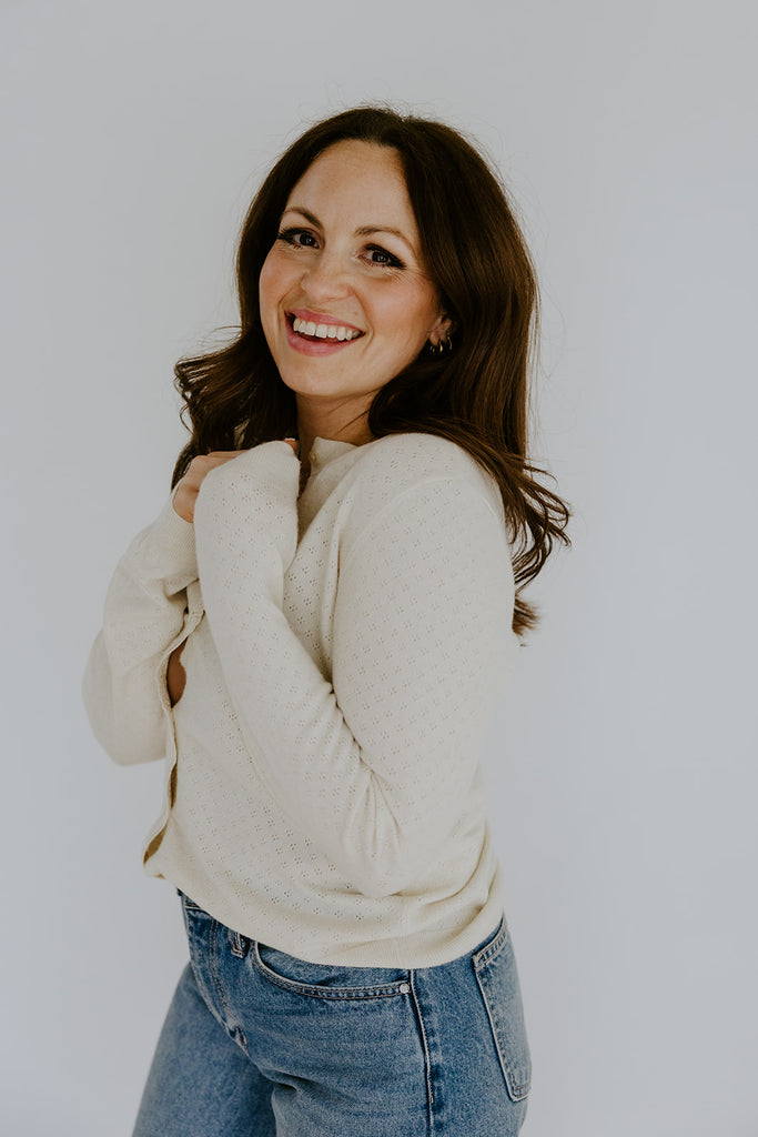 Pointelle Cardigan - Birch