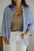Blue Triple Stripe Button Down - Small