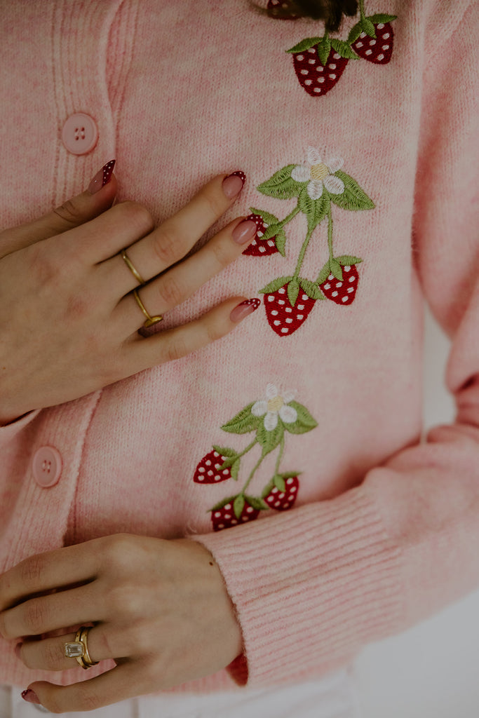 Strawberry Cardigan - Pink