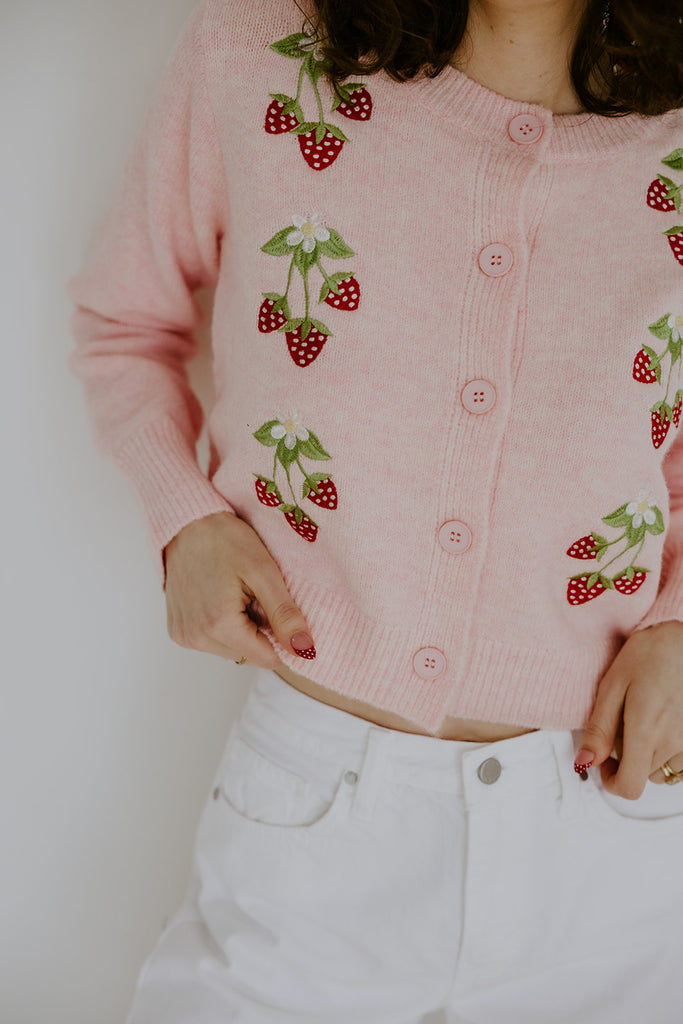 Strawberry Cardigan - Pink
