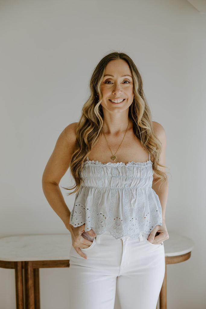 Eyelet Top - Blue